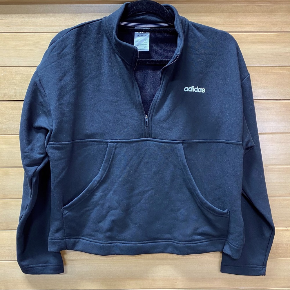 Adidas Long Crop Quarter Zip Up Sweatshirt Size M